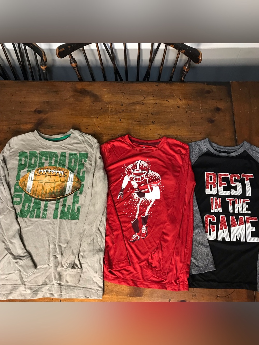 Boy’s 10 Lot of 3 Long Sleeved Shirts Football